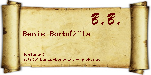 Benis Borbála névjegykártya